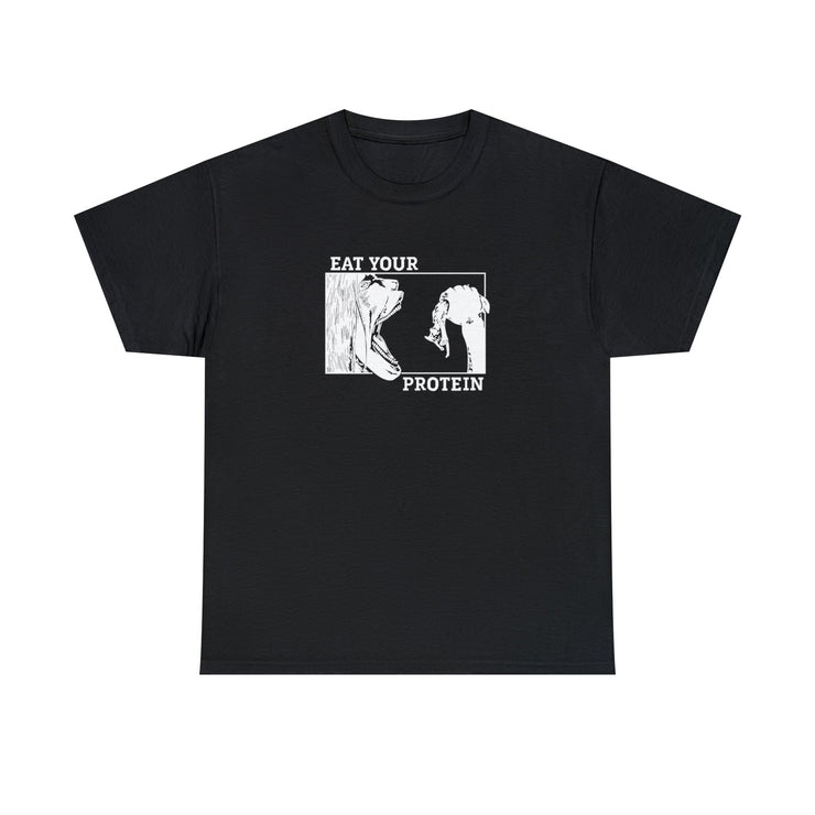 Printify T-Shirt Black / S Eat Your Protein Greyscale Tee