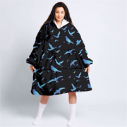 Gilgamesh Hoodie Blanket Blue Bird Sherpa-Lined Hoodie Blanket