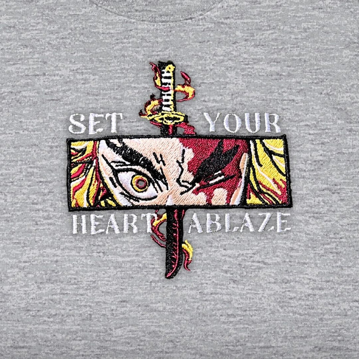 Gilgamesh sweatshirts Heart Ablaze Embroidered Sweatshirt