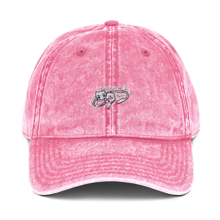 Gilgamesh Washed Pink Mew Embroidered Cap