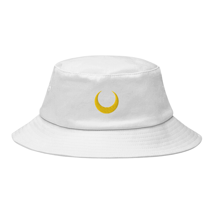 Gilgamesh White Moon Embroidered Bucket Hat