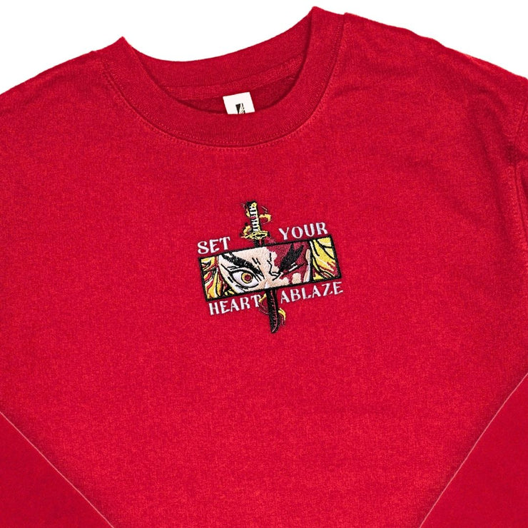 Gilgamesh sweatshirts XS / Red Heart Ablaze Embroidered Sweatshirt