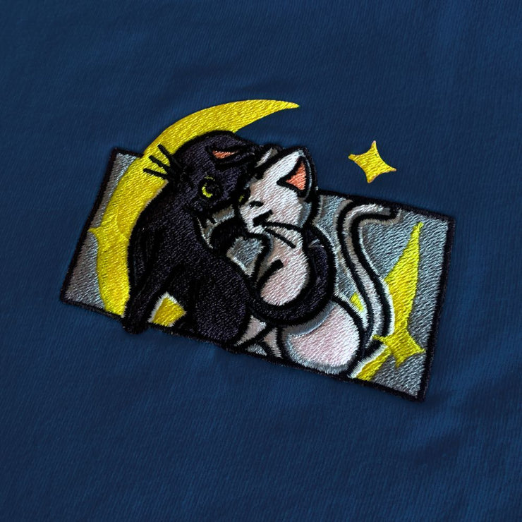 Gilgamesh sweatshirt XS / Royal Blue Moon Cats Embroidered Sweatshirt